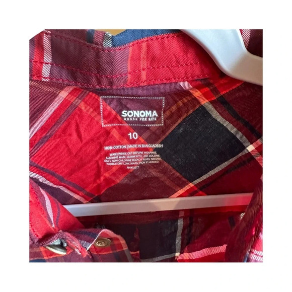 Navy and Blue Plaid Button Down Shirt Size 10​ - Picture 3 of 3